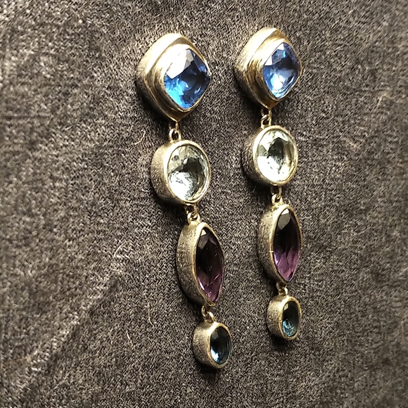 Stunning multi stone SS dangling earrings - Picture 3 of 6